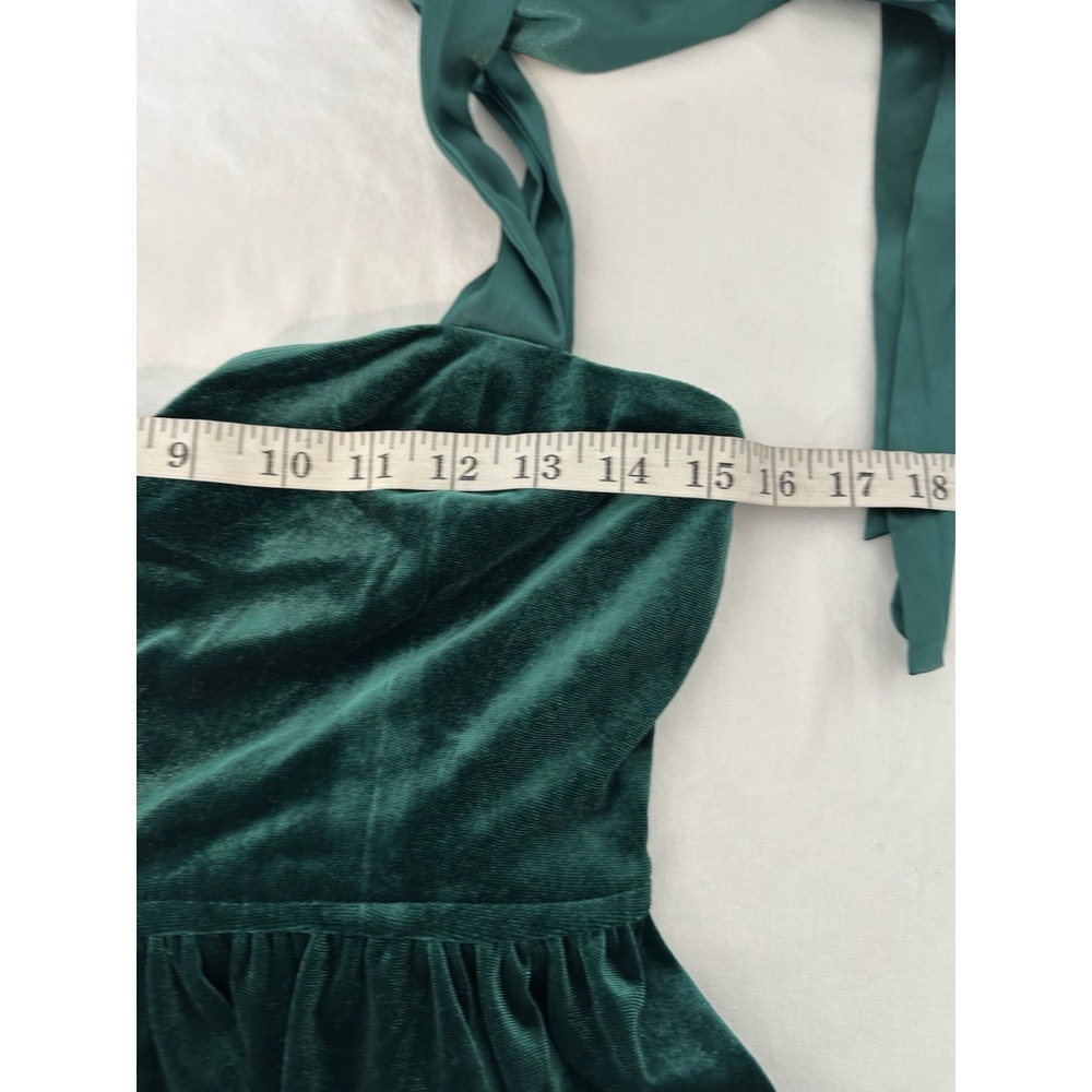 Mod Green Velvet Babydoll Top Size Medium Milkmaid Forest Fairy Glam Coquette‎ - Picture 6 of 7